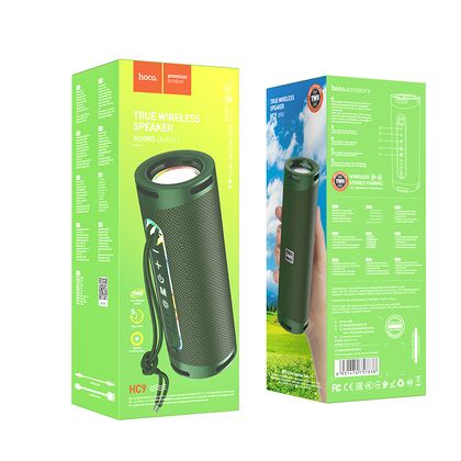 Портативная колонка  HOCO HC9 Dazzling pulse 10W, зеленый, BT, FM приемник, Пластик (6931474757838)