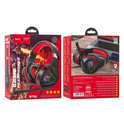 Проводные наушники HOCO W104 Drift, jack 3.5 mm, USB, микрофон, накладные, красный (6931474749819)