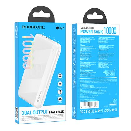 Внешний аккумулятор Borofone BJ27 Pindar 10000mAh, USB x2, пластик, белый