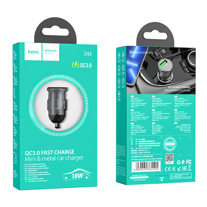 Автомобильное зарядное устройство HOCO Z43 Mighty (1xUSB, 3А+Серый)