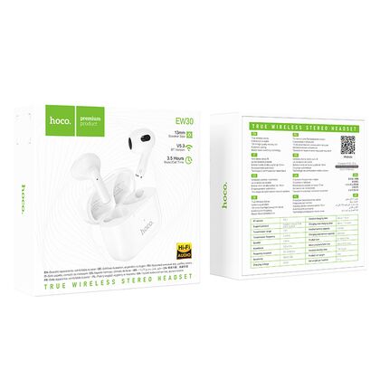TWS наушники HOCO EW30 Intelligent, Bluetooth, вкладыши, белый (6931474782793)