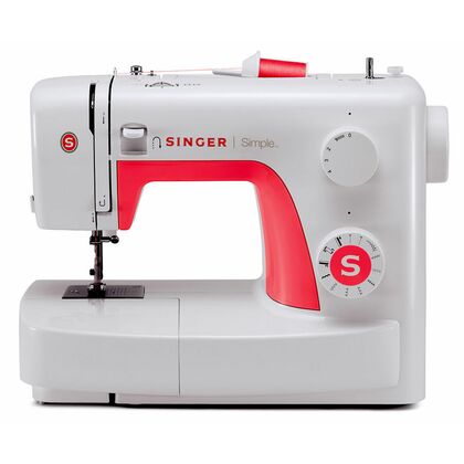 Швейная машина Singer 3210 белый-красный (электромеханическая, челнок - вертикальный качающийся, швейных операций - 10, петля - полуавтомат)