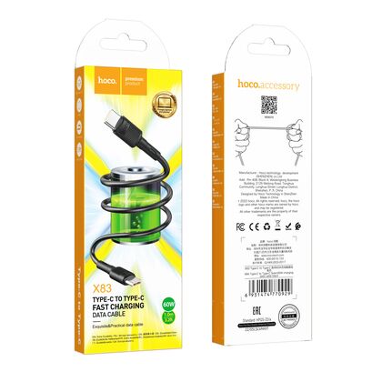Кабель Type-C HOCO X83 Victory 60W (Type-C, 1м, пластик, Черный)