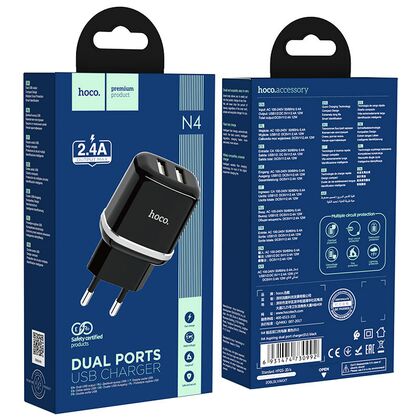 СЗУ HOCO N4 Aspiring (2xUSB, 2.4А, черный)