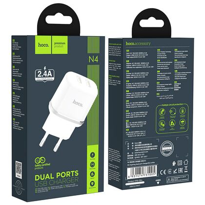 СЗУ HOCO N4 Aspiring (2xUSB, 2.4А, белый)