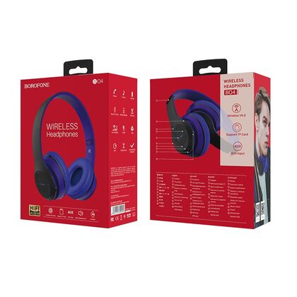 Беспроводные наушники Borofone BO4 Charming rhyme, Bluetooth, накладные, синий (6931474709905)