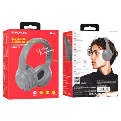 Беспроводные наушники Borofone BO20 Player, Bluetooth, накладные, серый (6974443387803)