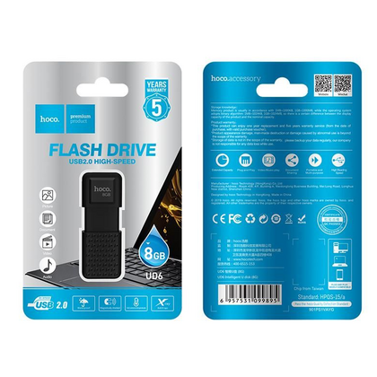 Флеш-накопитель HOCO 08Gb USB2.0 UD6 Insightful Черный (6931474700087)