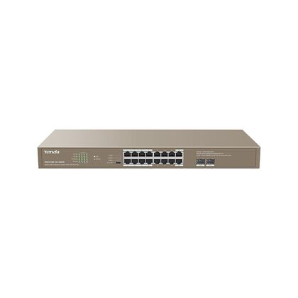Неуправляемый POE-коммутатор 18 портов Tenda TEG1118P-16-250W ( 16x1Гбит/ с, 2xSFP, 16xPOE, PoE‑бюджет 230 Вт) корпус - металл