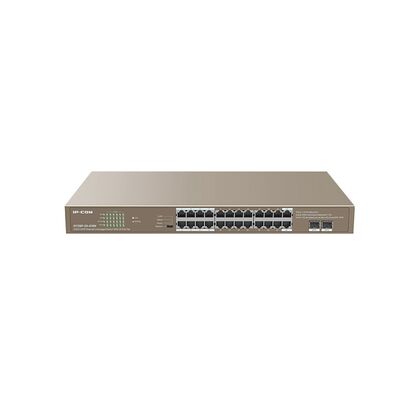 Неуправляемый POE-коммутатор 26 портов Tenda TEG1126P-24-410W ( 24x1Гбит/ с, 2xSFP, 24xPOE, PoE‑бюджет 370 Вт) корпус - металл