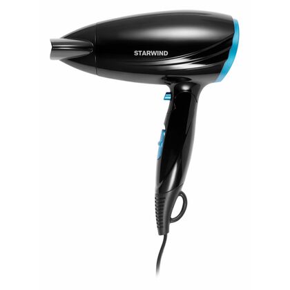Фен Starwind SHD 7066 черный (1600 Вт, режимов - 2, вид: полноразмерный, насадок - 1)