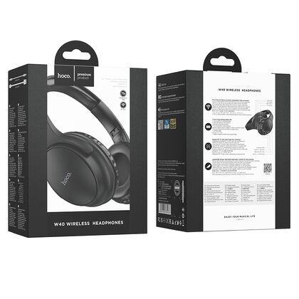 Беспроводные наушники HOCO W40 Mighty, Bluetooth, jack 3.5 mm, накладные, черный (6931474784933)
