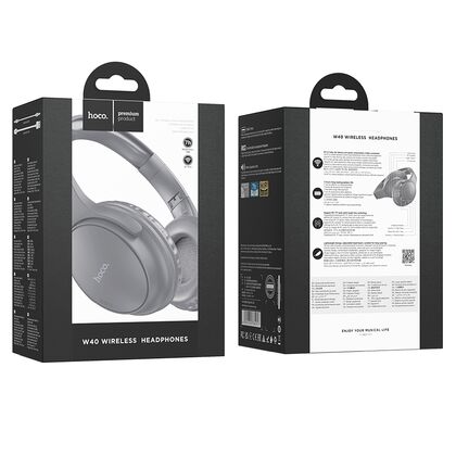 Беспроводные наушники HOCO W40 Mighty, Bluetooth, jack 3.5 mm, накладные, серый (6931474784957)