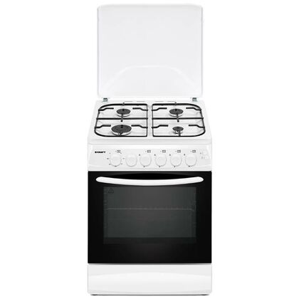 Плита газовая Kraft KF-FSK6407AEWI белый (газ-контроль конфорок, электроподжиг конфорок, конфорок - 4, духовка электрическая, управление - механическо