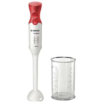 Блендер погружной Bosch MSM64010 белый/ красный (450 Вт, объем - 600 мл, скоростей - 2)