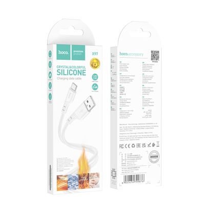 Кабель USB HOCO X97 Crystal (Type-C, 1м, силиконовый, белый)