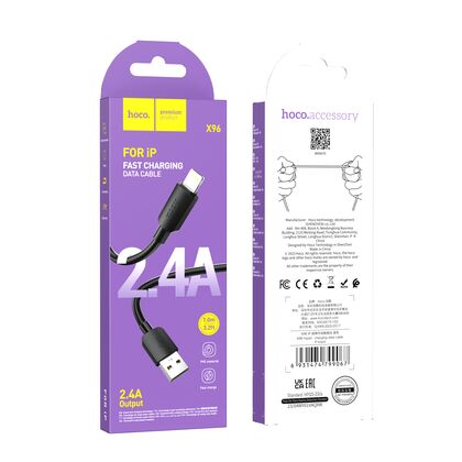 Кабель USB HOCO X96 Hyper (Lightning, 1м, пластик, черный)