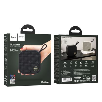 Портативная колонка HOCO HC22 Auspicious 5W, черный, BT, miniJack 3.5, USB, FM приемник, Пластик (6931474798862)