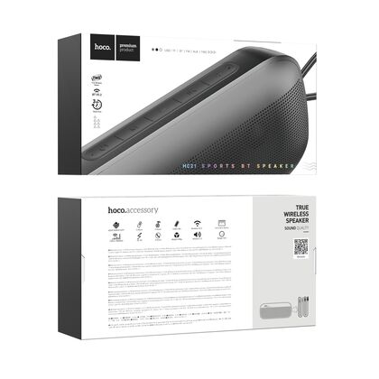 Портативная колонка HOCO HC21 Shadow 10W, черный, BT, miniJack 3.5, USB, FM приемник, Пластик (6931474798817)