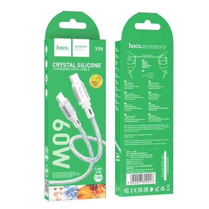Кабель Type-C HOCO X98 Crystal ice (Type-C, 1м, силиконовый, серебристый)