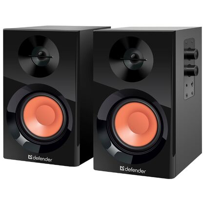 Колонки 2.0 Defender Aurora S12 12W, черный/ оранжевый, miniJack 3.5, Нет, MDF (65415)