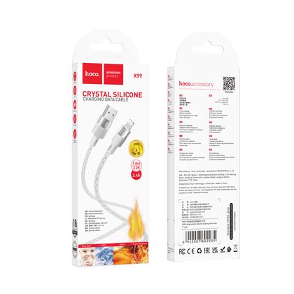 Кабель USB HOCO X99 Crystal junction (Lightning, 1м, силиконовый, серый)