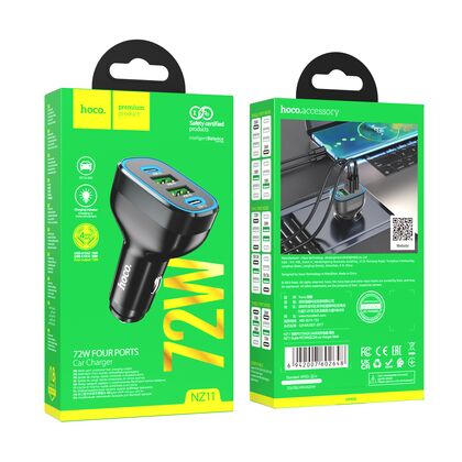 АЗУ HOCO NZ11 Guide (2xUSB, 2xType-C, 3А, черный)