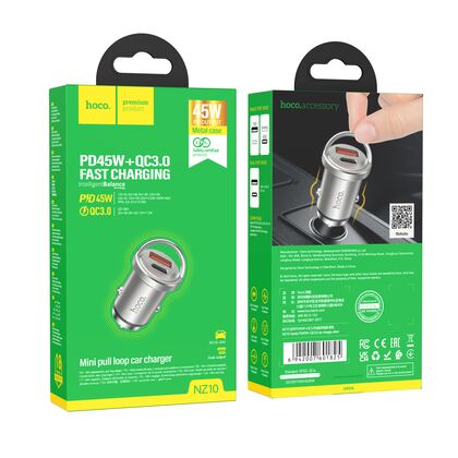 АЗУ HOCO NZ10 Handy (1xUSB, 1xType-C, 4А, серебристый)