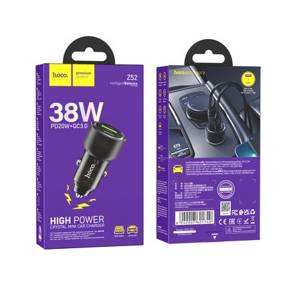 АЗУ HOCO Z52 Spacious (1xUSB, 1xType-C, 3А PD20W, черный)