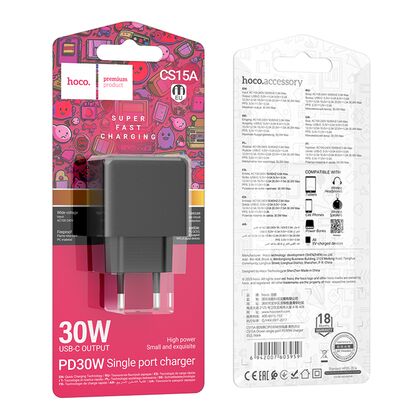 СЗУ HOCO CS15A Ocean PD30W (1xType-C, 3А, черный)