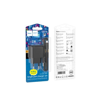 СЗУ HOCO CS11A Ocean (1xUSB, 2.1A, черный) + кабель micro-USB