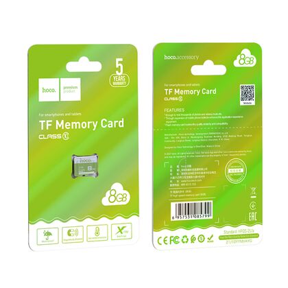 Карта памяти microSDHC 8Gb HOCO Class 10 TF high speed (6957531085799)
