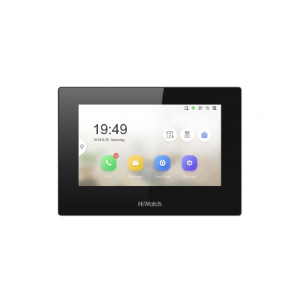 Видеодомофон IP HiWatch, 7 дюймов, 1024*600, черный, карта до128 Gb, WiFi (VDP-H3212WB)