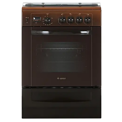 Плита газовая Gefest 6100-04 0003 коричневый (газ-к конф.+дух., э/ поджиг конф.+дух., конфорок - 4, духовка газовая, решетки чугун)