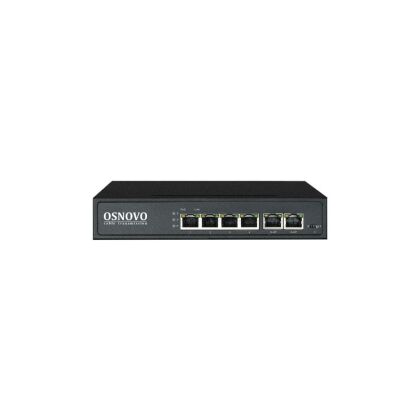 Неуправляемый POE-коммутатор 06 портов Osnovo SW-20600(80W) ( 6x100Мбит/ с, 4xPOE, PoE‑бюджет 80 Вт) корпус - металл
