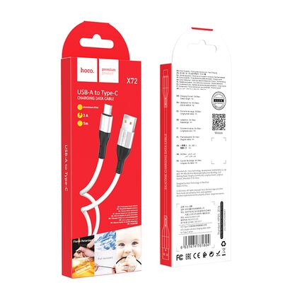 Кабель USB HOCO X72a Creator (Type-C, 1м, силиконовый, Белый)