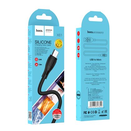Кабель USB HOCO X61m Ultimate (MicroUSB, 1м, силиконовый, Черный)