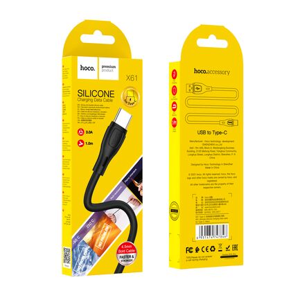 Кабель USB HOCO X61a Ultimate (Type-C, 1м, силиконовый, Черный)