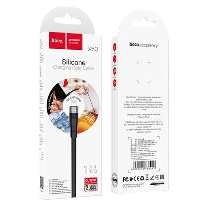 Кабель USB HOCO X53i Angel (Lightning, 1м, силиконовый, Черный)
