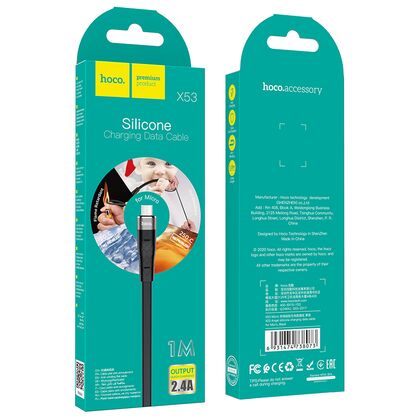 Кабель USB HOCO X53m Angel (MicroUSB, 1м, силиконовый, Черный)