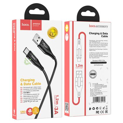 Кабель USB HOCO U93a Shadow (Type-C, 1.2м, плетеный, Черный)