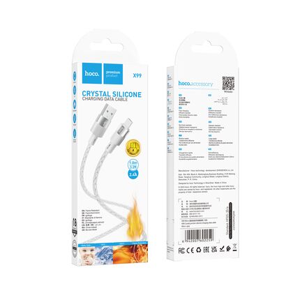 Кабель USB HOCO X99m Crystal junction (MicroUSB, 1м, силиконовый, серый)