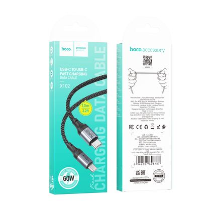 Кабель Type-C HOCO X102 Fresh 60W (Type-C, 1м, плетеный, черный)