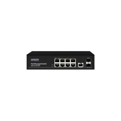 Управляемый PoE-коммутатор 10 портов Osnovo SW-80802/ L(150W) (8х1Гбит/ с, 2хSFP, 8хPoE, PoE‑бюджет 150 Вт) 2 уровня