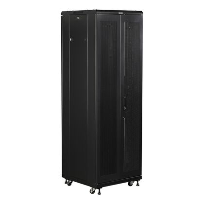 Шкаф коммутационный Lanmaster (TWT-CBB-42U-6X8-G1) напольный 42U 600x800мм пер.дв.стекл задн.дв.спл.стал.лист 2-хст. 2 бок.пан. 800кг черный IP20