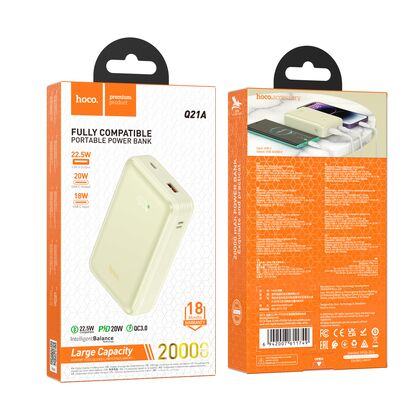 Внешний аккумулятор 20000mAh HOCO Q21 Great, USB x1, Type-C PD20 x1, QC3.0, белый