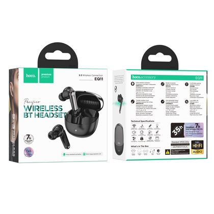 TWS наушники HOCO EQ11 Pacifico, внутриканальные, микрофон, черный (6942007618717)