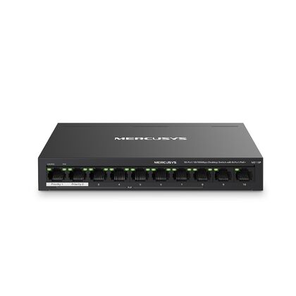 Неуправляемый POE-коммутатор 10 портов MERCUSYS MS110P ( 10x100Мбит/ с, 8xPOE, PoE‑бюджет 65 Вт) корпус - металл
