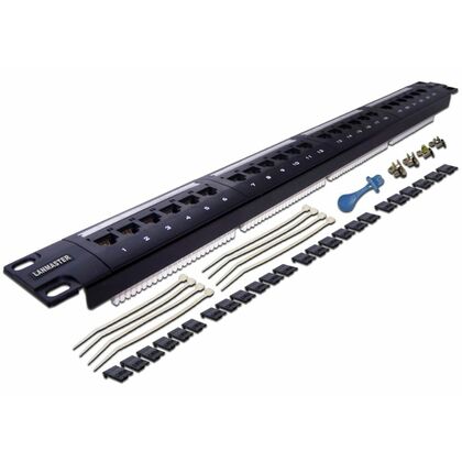 Патч-панель 19" 1U, 24 порта, Cat6, Lanmaster (LAN-PPL24U6)