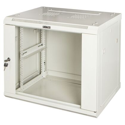 Шкаф настенный телекоммуникационный 19" 12U, Ш600*В635*Г600, передняя дверь - стекло, серый Lanmaster (TWT-CBWPG-12U-6X6-GY)